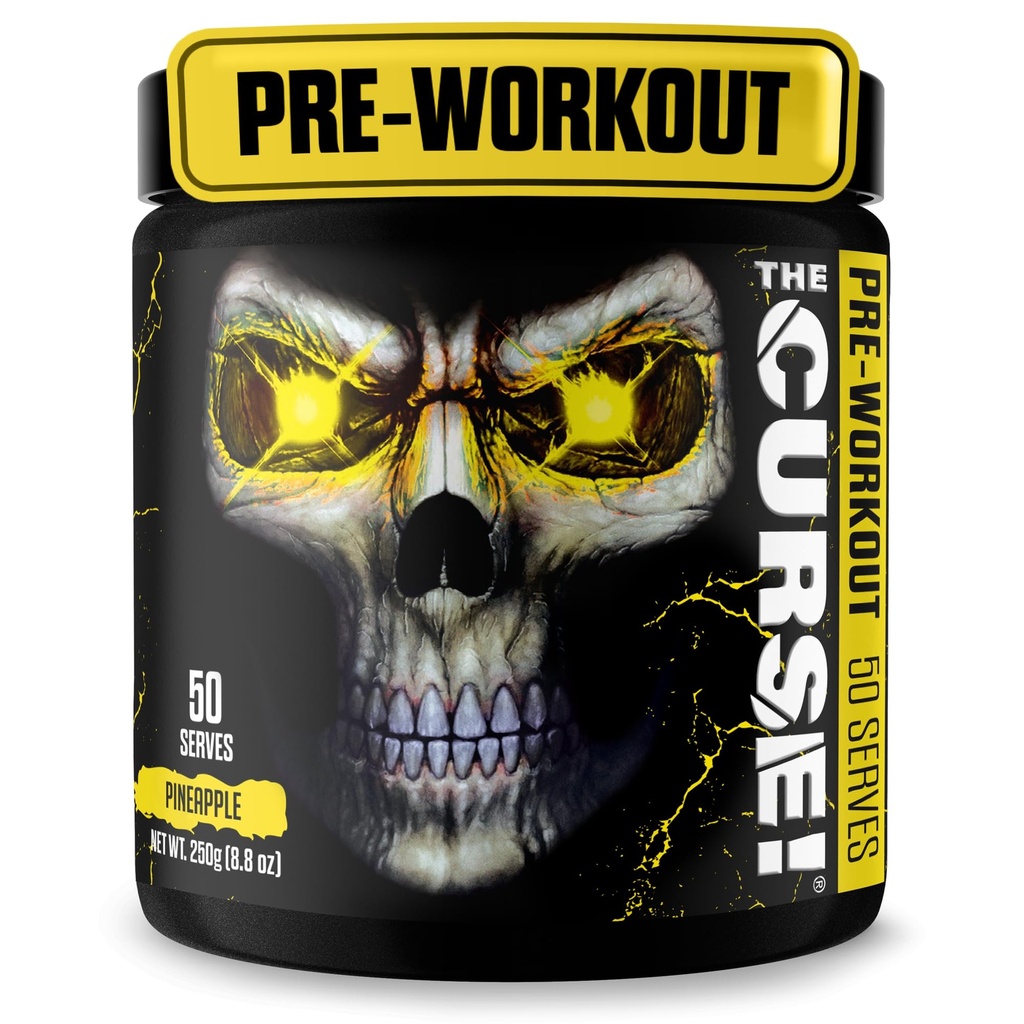JNX SPORTS The Curse! Pineapple Shred Pre Workout אבקת עם Creatine - אנרגיה מתקדמת עבור גברים ונשים - 50 משרתים - L Citrulline, Alanine & Caffeine עבור משאבה, כוח להתמקד