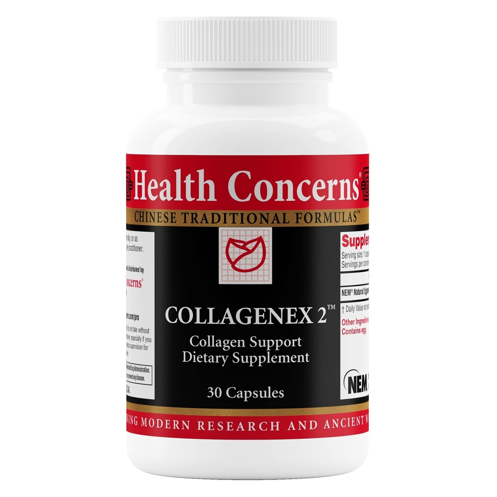 Health Concerns Collagenex 2 - תוסף משותף לתמיכה משותפת וגמישות - Natural Eggshell Membrane for Men & Women - Connective Tissue Support - תוסף סיני - 30 קפסולות