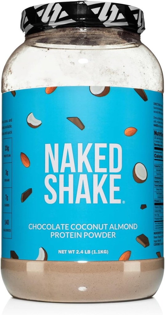 Naked Shake - שוקולד קוקוס אלמונד אבקת חלבון - חלבון צמחי מבוסס פלבדור מ US & קנדה חוות עם שמן MCT, Gluten-Free, Soy-Free, No GMOs או Sweeteners - 30 משרתים