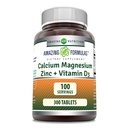 פורמולה מדהימה Calcium Magnesium Zinc D3 - 300 טבליות Per Bottle תוסף (Calcium 1000mg - Magnesium 400 מ"ג - Zinc 25mg Plus ויטמין D3600 IU - פרי של 3 טבליות)