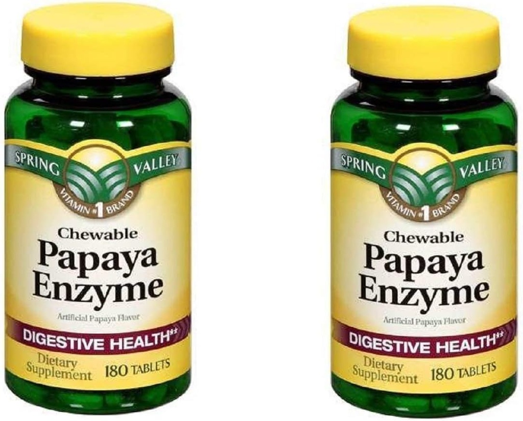 עמק האביב Papaya Enzyme, 180 טבליות צ'כוס (2 Pack)