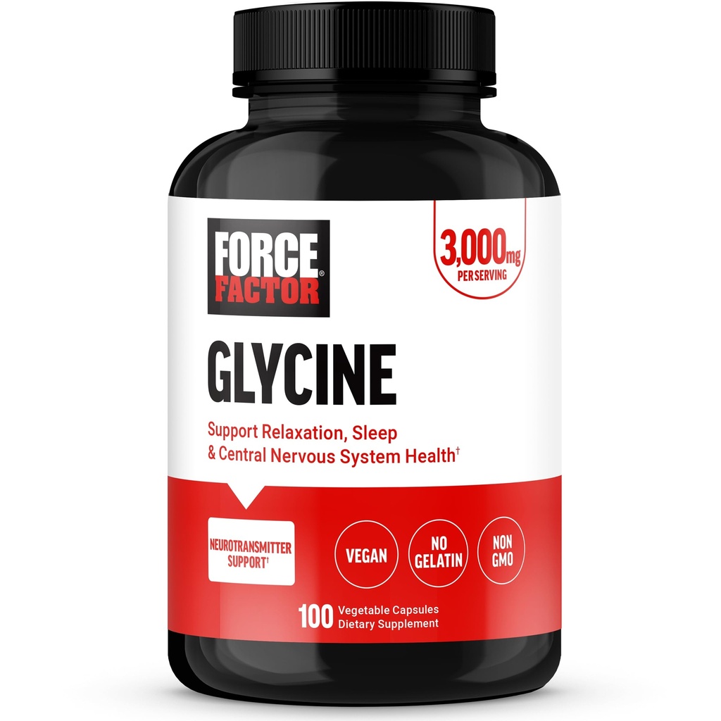 עבור FACTOR Glycine כדי לקדם מנוחה ושינה מנוחה, תמיכה פונקציונליות קוגניטיבית, Mood Balance ו- Nerve Health, 100 קפסולות ירקות