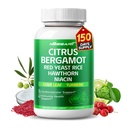 תוסף Citrus Bergamot - 15in-1 טבעי בלנדר עם Red Yeast Rice הות'ורן אוליבייק Leaf Odorless Garlic Turmeric Gig Fenugreek - 150 Count - Made & Tested in the USA