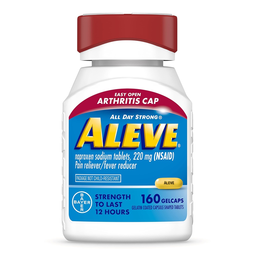 Aleve Gelcaps with Easy Open Arthritis Cap, Naproxen Sodium, תרופה לכאב דלקת פרקים, 160 הרוזן