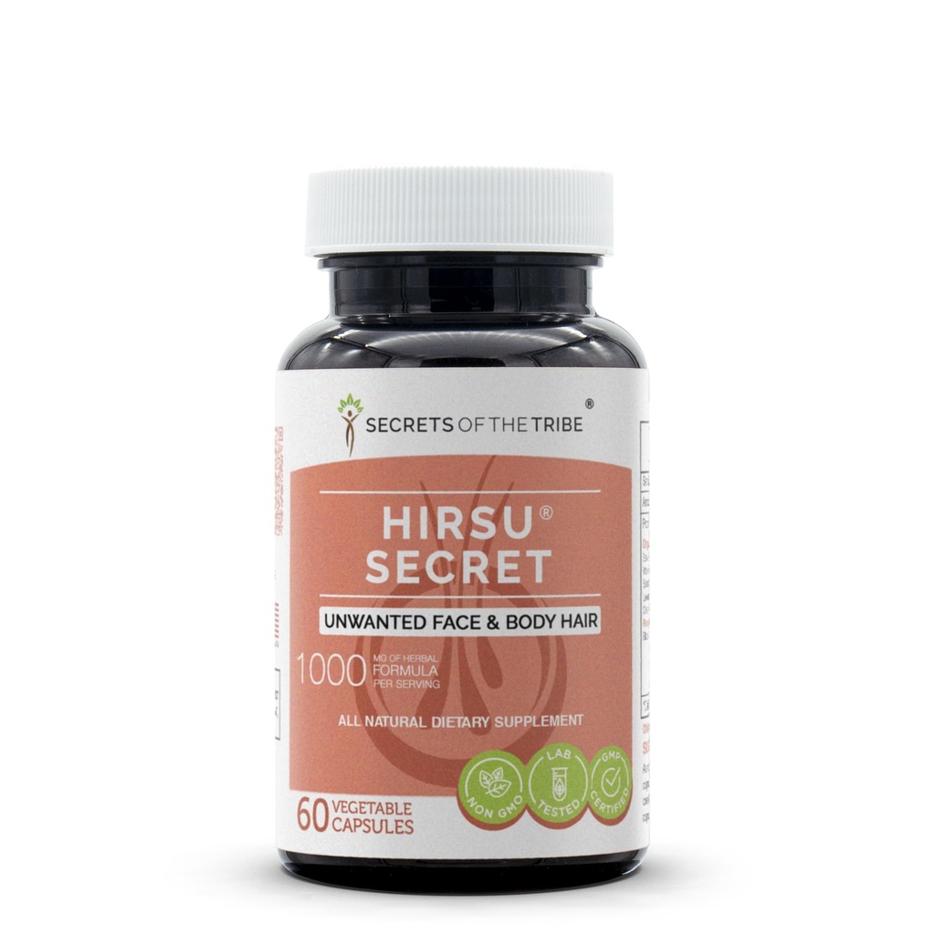 Hisu Secret 60 קפסולות, 1000 מ"ג, Saw Palmetto, Black Cohosh, Vitex, Spearmint, Lavender, Green Tea. Unwanted Face & Body Hair (60 קפסולות)