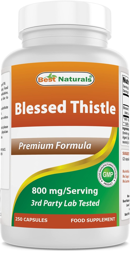 Best Naturals mor Thistle הנקה קפסולות - 800 מ"ג / משרת - 250 Count