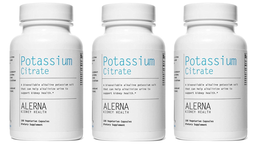 Potassium Citrate 99 מ"ג - תומך ב- Electrolyte Balance ו- pH רגיל - Essentialמינרל Kidney Stone Support Supplement - 100 קפסולות צמחוניות (Pack of 3)