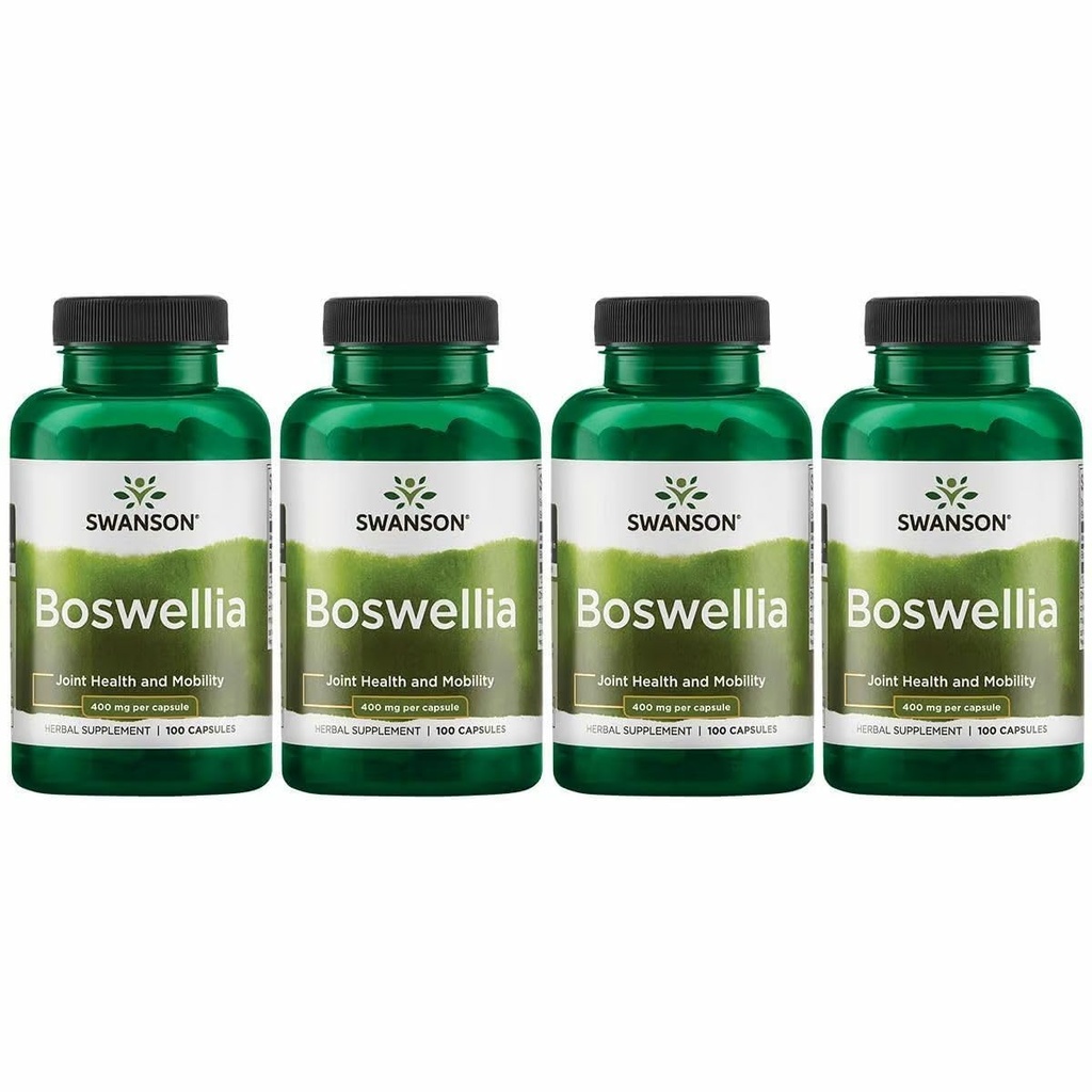 Swanson Boswellia - Herbal תוספת קידום תמיכה משותפת - Ayurvedic Herb עבור גמישות משותפת ותמיכה ניידות - Made with Boswellia Serrata Resin - (100 קפסולות) (4 Pack)