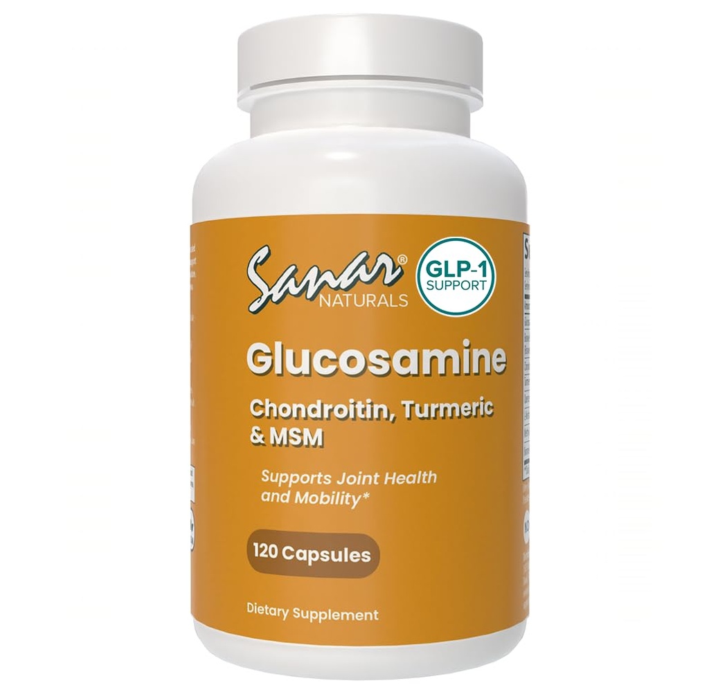 Sanar Naturals Glucosamine Chondroitin MSM Turmeric - תוספת תמיכה משותפת עבור הברכיים, גב, ידיים וגוף - non-GMO, Gluten חינם, 120 קפסולות
