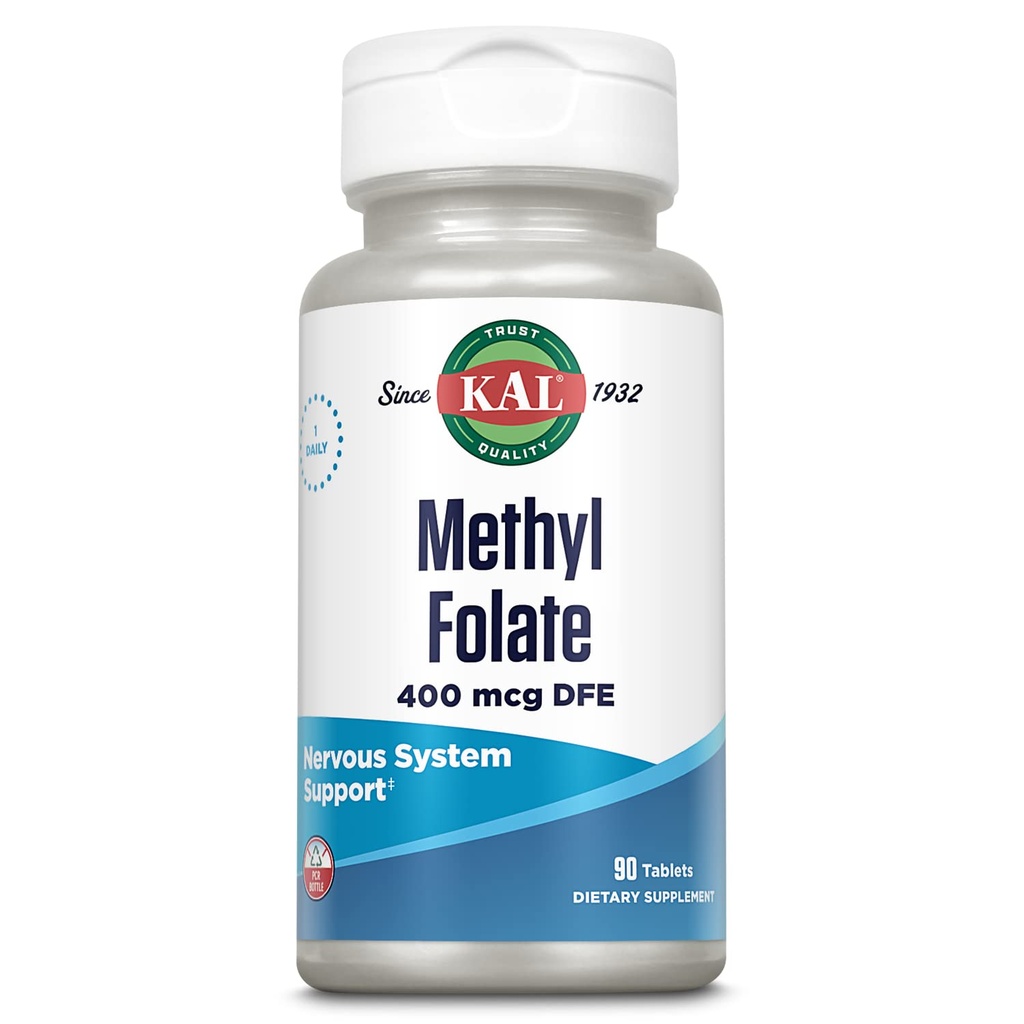 KAL Methyl Folate 400 mcg DFE, 5-MTHF Active Form ויטמין B9, Folic Acid תוסף, Heart Health, Prenatal, Mood ו- Brain Support, Fast Disting ActivTab, 60 יום ערבות, 90 משרתות, 90 טבליות, 90 טבליות, 90 Tablets, 90 Tablets, 90 Tablet