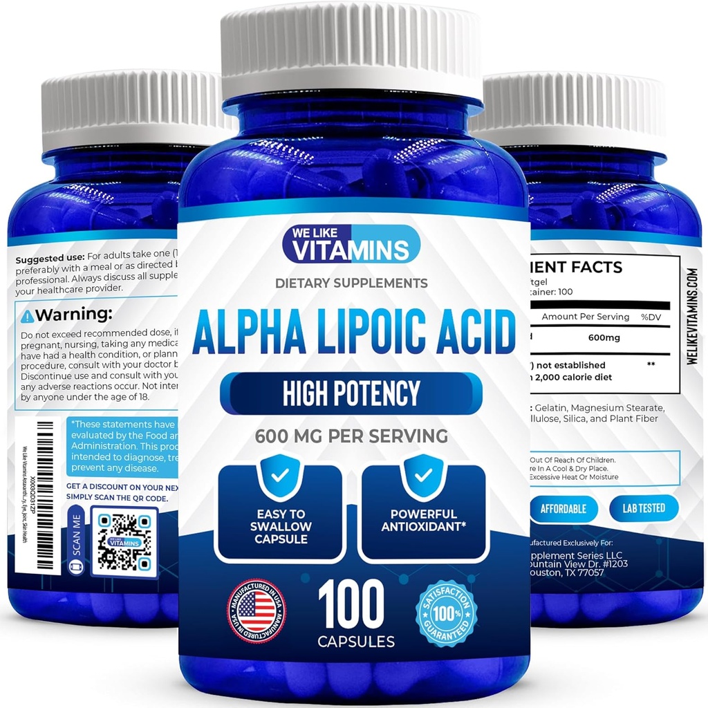 אנו אוהבים ויטמינים אלפא Lipoic Acid 600 מ"ג קפסולות - 100 משרתים - Alpha Lipoic Acid קפסולות מסייעות לתמוך בבריאות משותפת ו- Antioxidant Health יחד עם הגנה רדיקלית חינם
