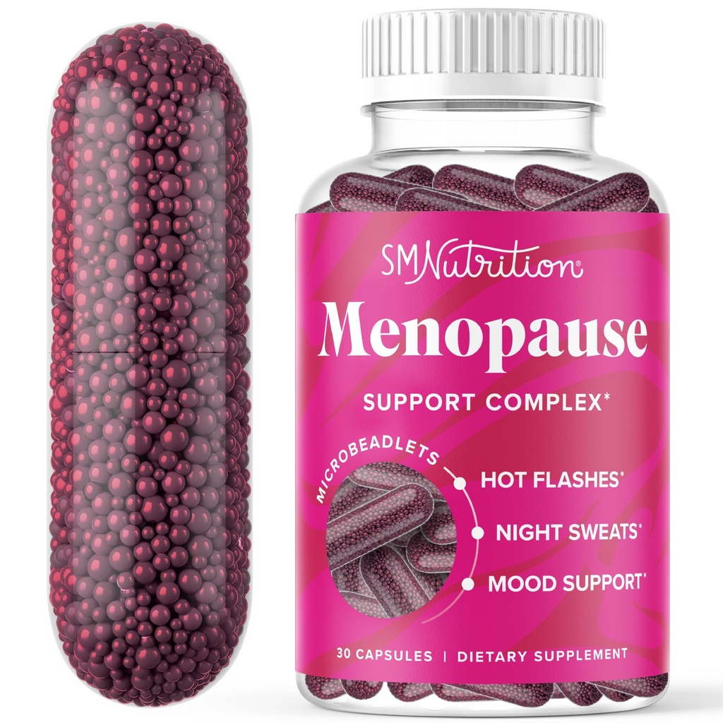 ויטמינים של Menopause Beadlets עם Black Cohosh, Red Clover & More | Hot Flashes, Night Sweats & Mood תמיכה | Menopause תוספי עבור נשים עם Dong Quai, Chaste Tree Brad & DIM | Non-GMO 30ct 30ct 30ct