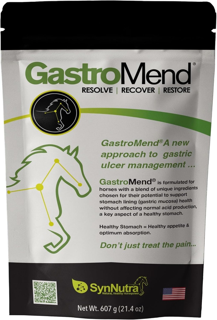 GastroMend® Gastro מעיים תוסף עבור סוסים, 100% טבעי, מקדם Stomach ו- Gut בריאות ב Equines, Cost-Effective Digestive, 60 משרתות עבור Pouch, המיוצר בארה"ב