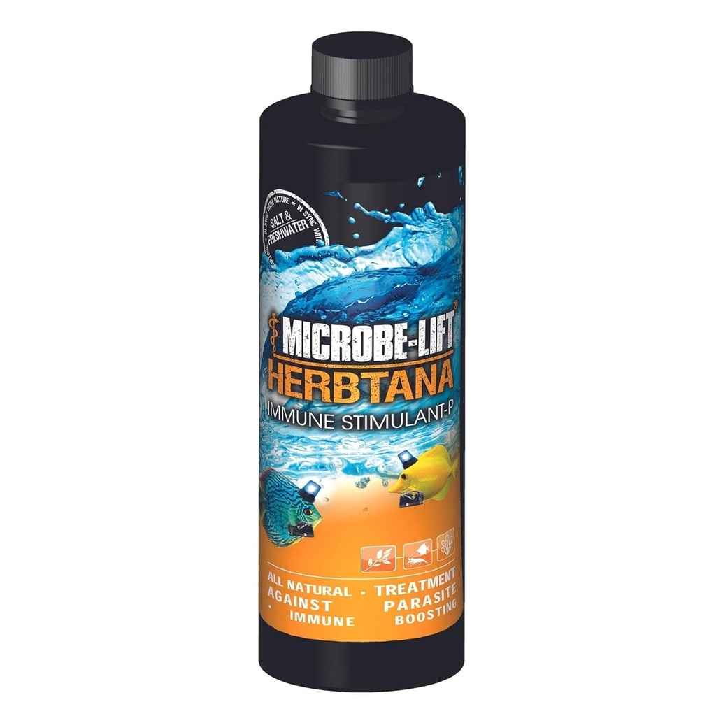 MICROBE-LIFT Herbtana Immune Booster and Natural Parasite Remover for Freshwater and Saltwater Home אקווריוםs and Fish Tanks, 16 Ounces