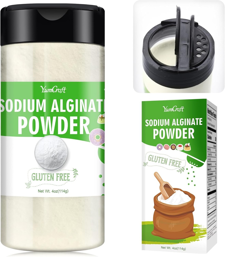Sodium Alginate אבקה - 4oz Pure Sodium Alginate מזון כיתה Thickener אבקה, סוכן הגללינג טבעי לקינוחים, Caviar Spheres Making, Ice Cream, Meatloaves, Vegan Stabilizer for Baking, Thicking Agent forקינוחים, Caviar Spheres Making, Ice Cream, Meatloaves, Vegan Stabilizer for Baking.