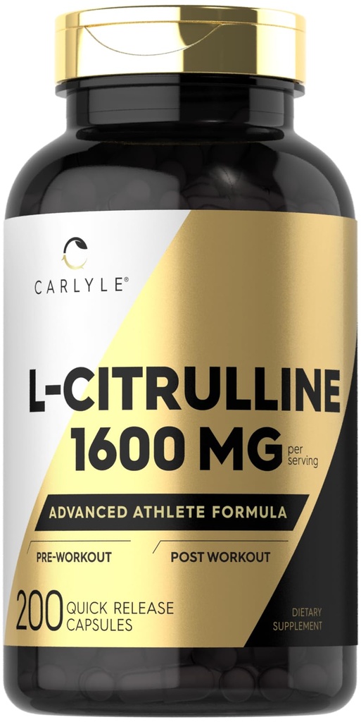 קרליל L Citrulline תוסף | 1600mg | 200 קפסולות אבקה | לגברים ונשים | Advanced Athlete Formula | Non-GMO & Gluten Free