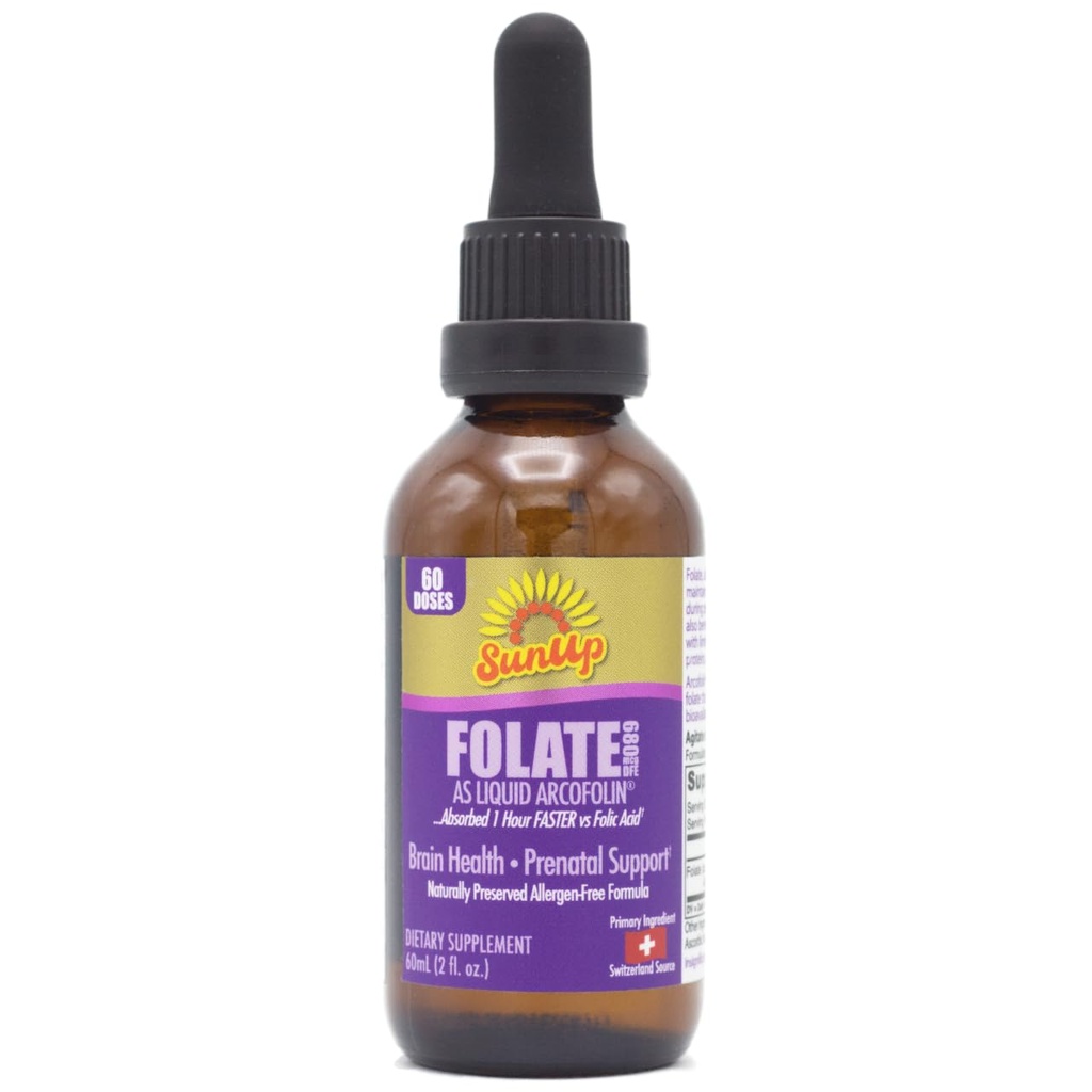 SunUp Liquid Methyl Folate | מקור שוויצרי | פורמולה טבעית | Prenatal + Brain Support