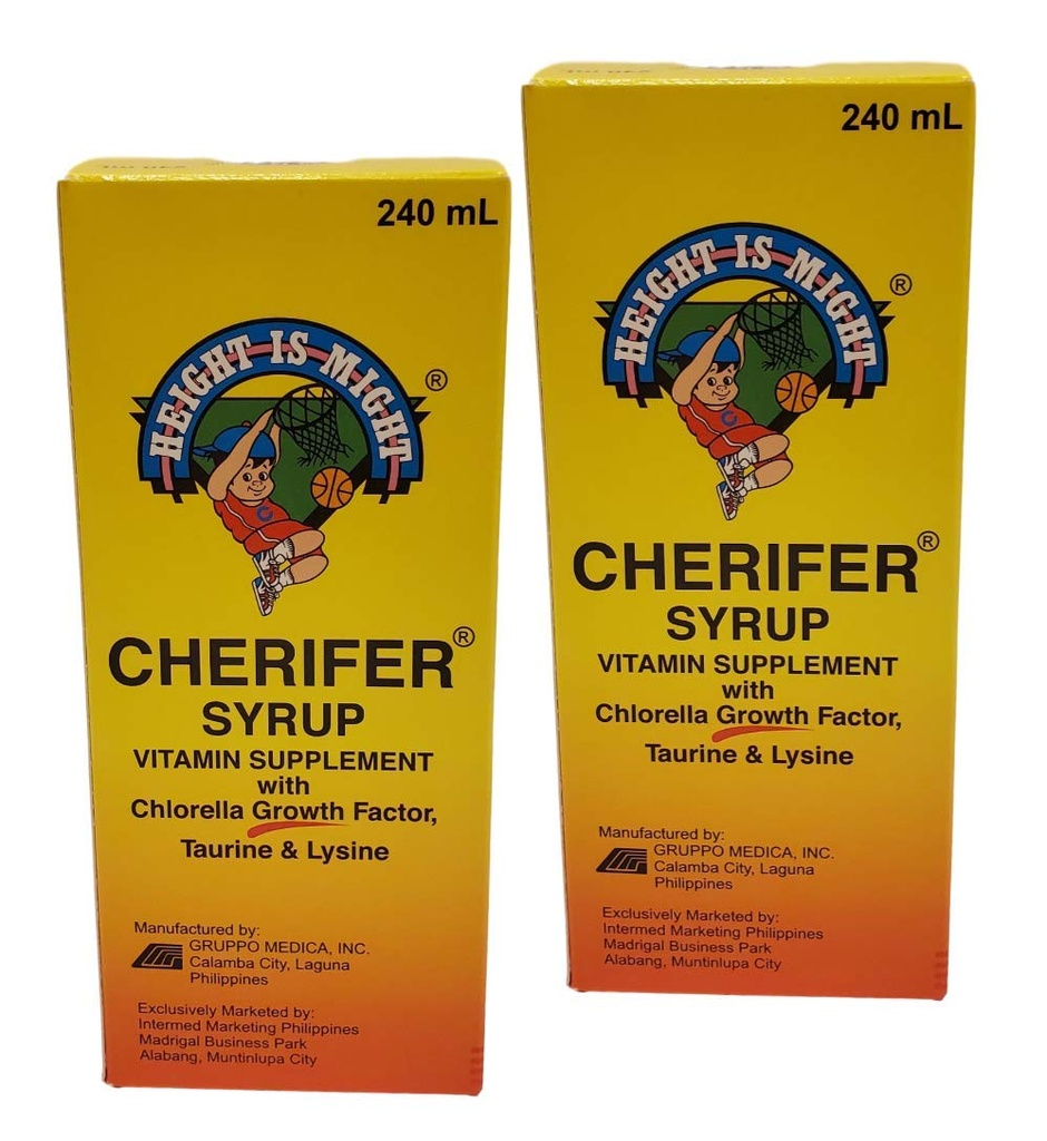 2 Cherifer Syrup Chlorella Growth Factor, Tairine & Lysine 240 מ"ל כל אחד