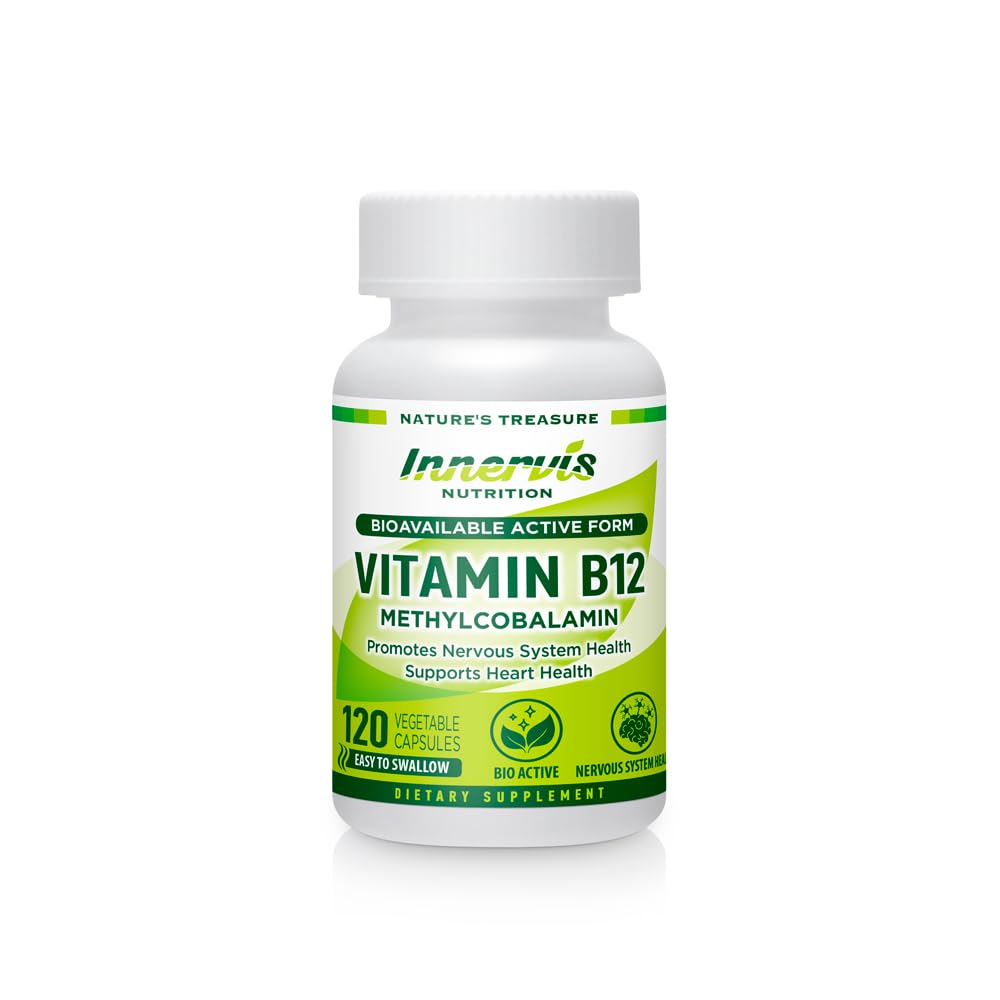 High Absorption BioActive B12 1000mcg - תומך באנרגיה, עצבנות לב - 120 קפסולות טבעוניות - תזונה פנימית