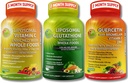 Total Plant-based Antioxidant & Immune Support Bundle - ויטמין C 1500 מ"ג + Liposomal Glutathione 500 מ"ג + Quercetin עם Bromelain, Zinc & ויטמין C - טבעוני, משופר Absorption Formulas