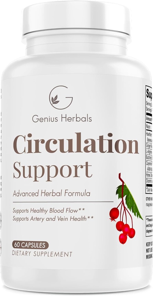 תמיכה ב Circulation - עם הותורן, Butchers Broom, L-Arginine, Varicose Veins תמיכה - 60 קפסולות
