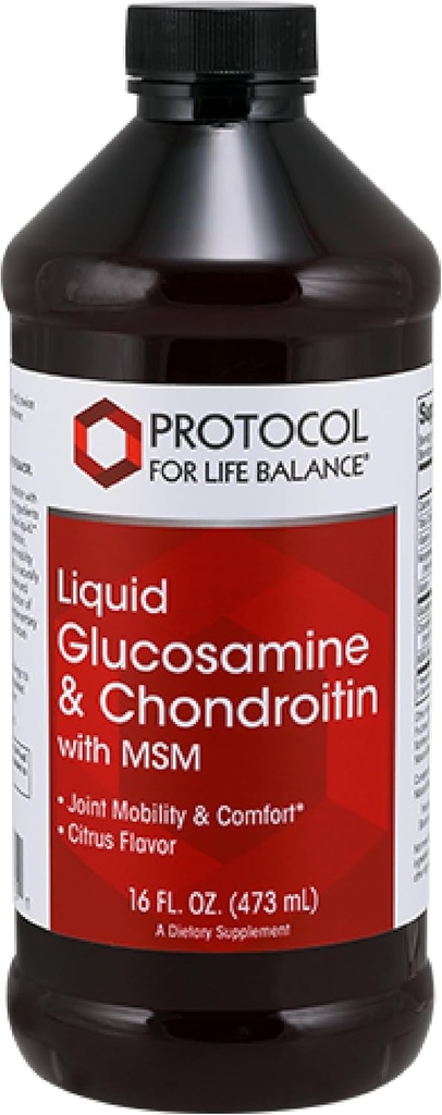 ProTOCOL for Life BALANCE נוזל Glucosamine & Chondroitin עם MSM - תמיכה משותפת - Chondroitin MSM ביצים חינם & חלב חינם - 16 oz