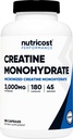 Nutricost Creatine Monohydrate 3,000 מ"ג, 180 קפסולות (750 מ"ג פר קפסולה) - Gluten Free, non-GMO