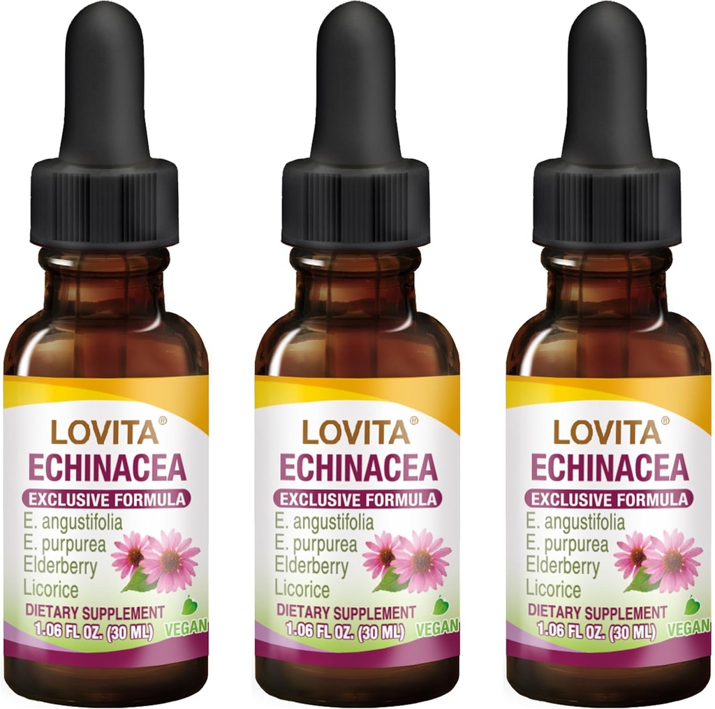 Lovita Echinacea לחלץ נוזל | 1 FL OZ | 350 מ"ג לכל המשרתים | הרחבה של Herb Tincture