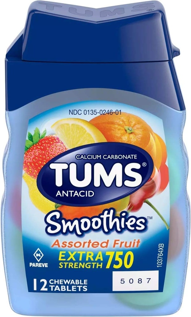 Tums Smoothies Antacid Calcium תוסף, 12 ct