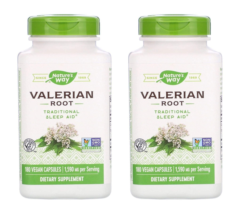 דרכו של הטבע ולריאן שורש 1,590 מיליגרם ל Sleep Aid כתוסף תזונה (180 קפסולות טבעוניות) חבילה של 2