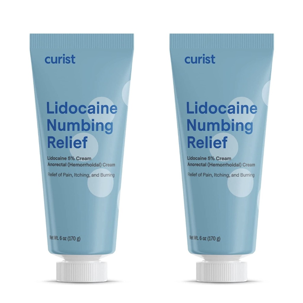 קראיסט 5% Lidocaine Cream מקסימלית OTC כוח נושא הקלה כאב OTC - 12 oz (Pack of 2) XL Tube 5 Percent Lidocaine Numbing Cream to Numbly (2 Pack - 6 oz Tube)