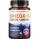 אומגה 3 שמן דגים 1200 מ"ג | EPA & DHA | Wild Catch, Sustainably Sourced אומגה 3 Fat Acids | Premium Burpless Fish Oil Supplements