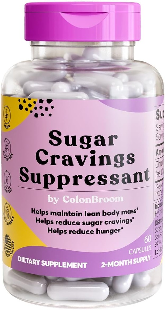 קולון Broom Chromium Picolinate 200mcg - קולון Broom Anti Sugar Craving Suppressant - 60 קפסולות, טבעוני, Gluten Free, non-GMO