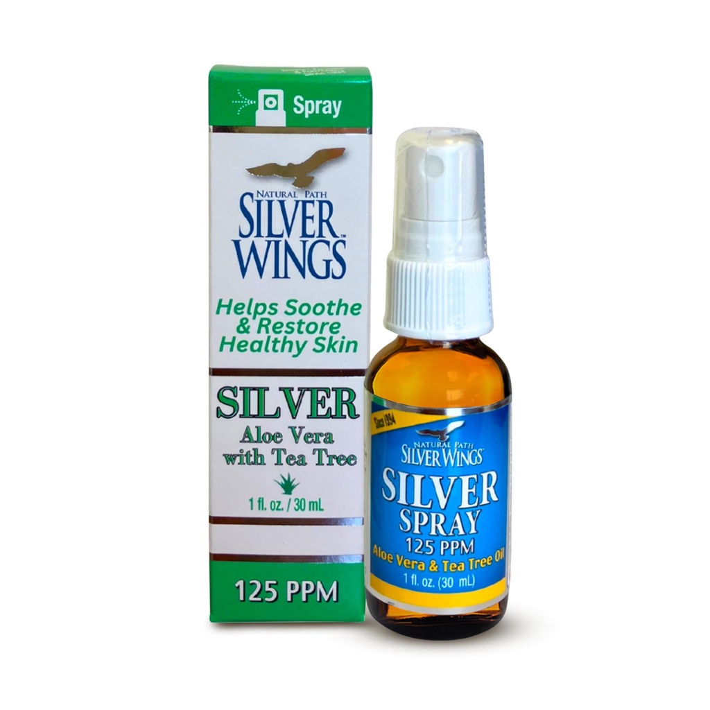 שביל טבעי שביל Silver Wings - Silver Spray with Aloe Vera & Tea Tree Oil - 125ppm - 1oz
