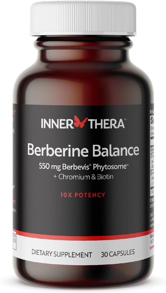 Berberine, 550 מ"ג פטנט Berbevis Berberine Phytosome Plus biotin ו Chromium, משופרת Absorption, Gluten-Free, טבעוני, 30 Veggie Caps