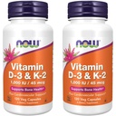 Now Foods ויטמין D-3 & K-2, 120 קפסולת ירקות (2 Pack)