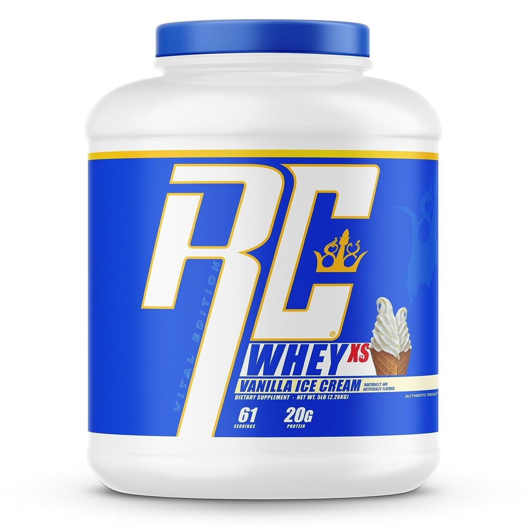 רוני קולמן Whey XS Whey חלבון אבקת Vanilla Ice Cream 61 משרתים - 20g Whey Isolate אבקת חלבון עם BCAAs, EAAs & Glutamine - תוספת סוכר נמוך עבור צמיחה שריר ושיקום