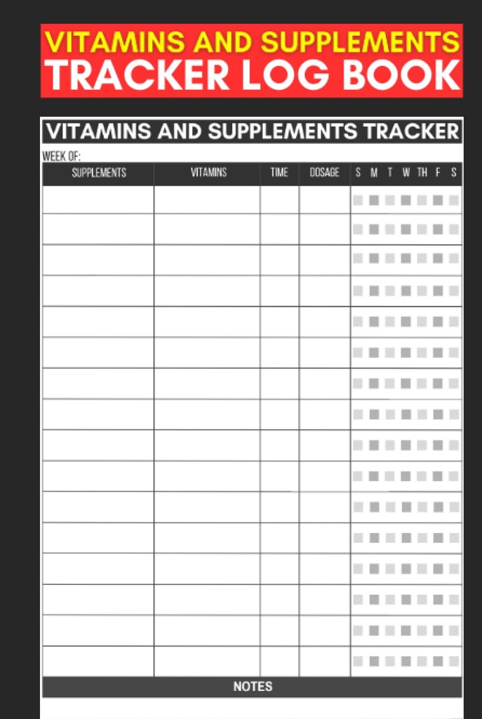 ויטמינים ותוספים Tracker Log Book: Sweet Record Book Gift for Nurses, Caregivers and Guardians to Track of Supplements & ויטמינים Intake