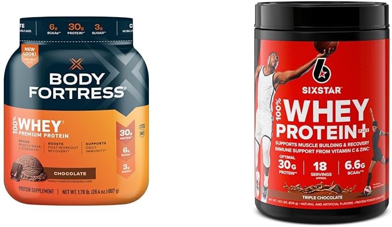 גוף מבצר 100% אבקת חלבון Whey אבקת שוקולד 1.78lbs & Six Star Whey חלבון Plus שוקולד Whey Isolate אבקת חלבון 1.8 lbs