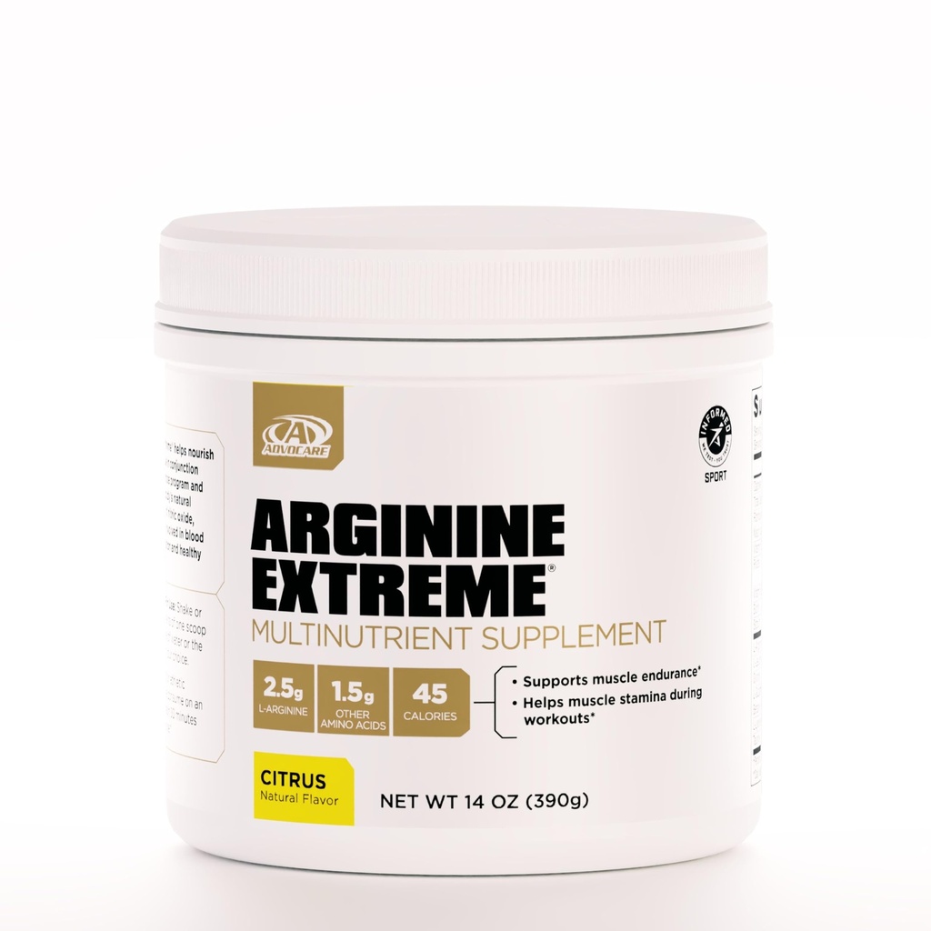 AdvoCare Arginine Extreme Multinutrient תוספת - Pre-Workout Amino Acids תוספת - תמיכה Stamina & Endurance * - כולל ויטמין B-12, L-Arginine & More - Citrus, 14 oz