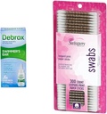 טיפות אוזניים של Debrox Swimmer, 1 Fl Oz & Swisspers Premium כותנה Swabs, 300 הרוזן עבור מים Clogged אוזניים הקלה הקלה
