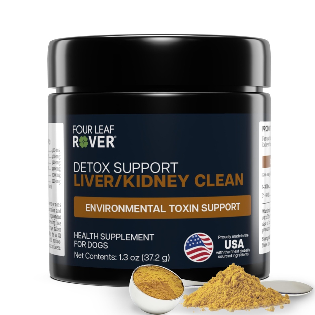 4 Leaf Rover Dog Liver Support - עם חלב אורגני איתל & Mushrooms - עם Kidney Support - Detox & ניקויse - Veterinarian Formulated
