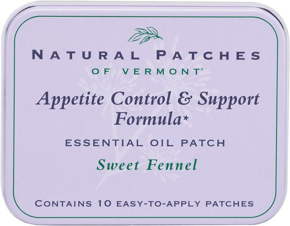 פטרים טבעיים של ורמונט Appetite Suppressant Essential Oil פאטches, Sweet Fennel, 10Count Tin