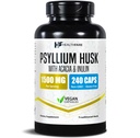 Healthfare Psyllium Huskfi 1500 מ"ג | 240 קפסולות טבעוניות | תוספת כוח תוספת תוסף סיבים | תמיכה בבריאות העיכול | Non-GMO, Gluten-Free | Made in USA