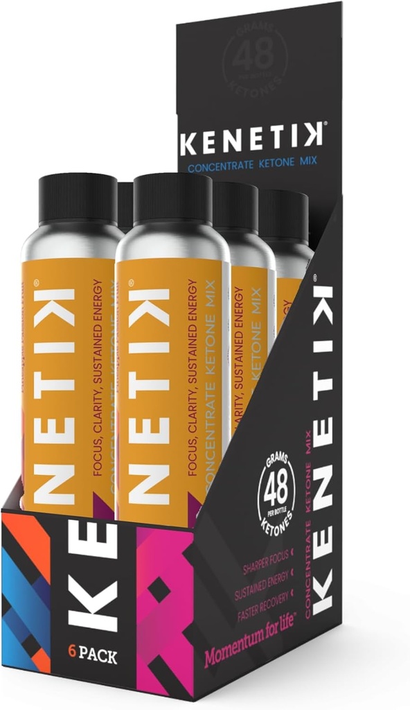 KENETIK Ketone Drink, Exogenous Ketones Band, Keto, Caffeine & Sugar חינם, טבעוני תוספת עבור אנרגיה נקייה וריכוז, קפה עם D-BHB - Pineapple Passionפרי Flavor, 6PKK