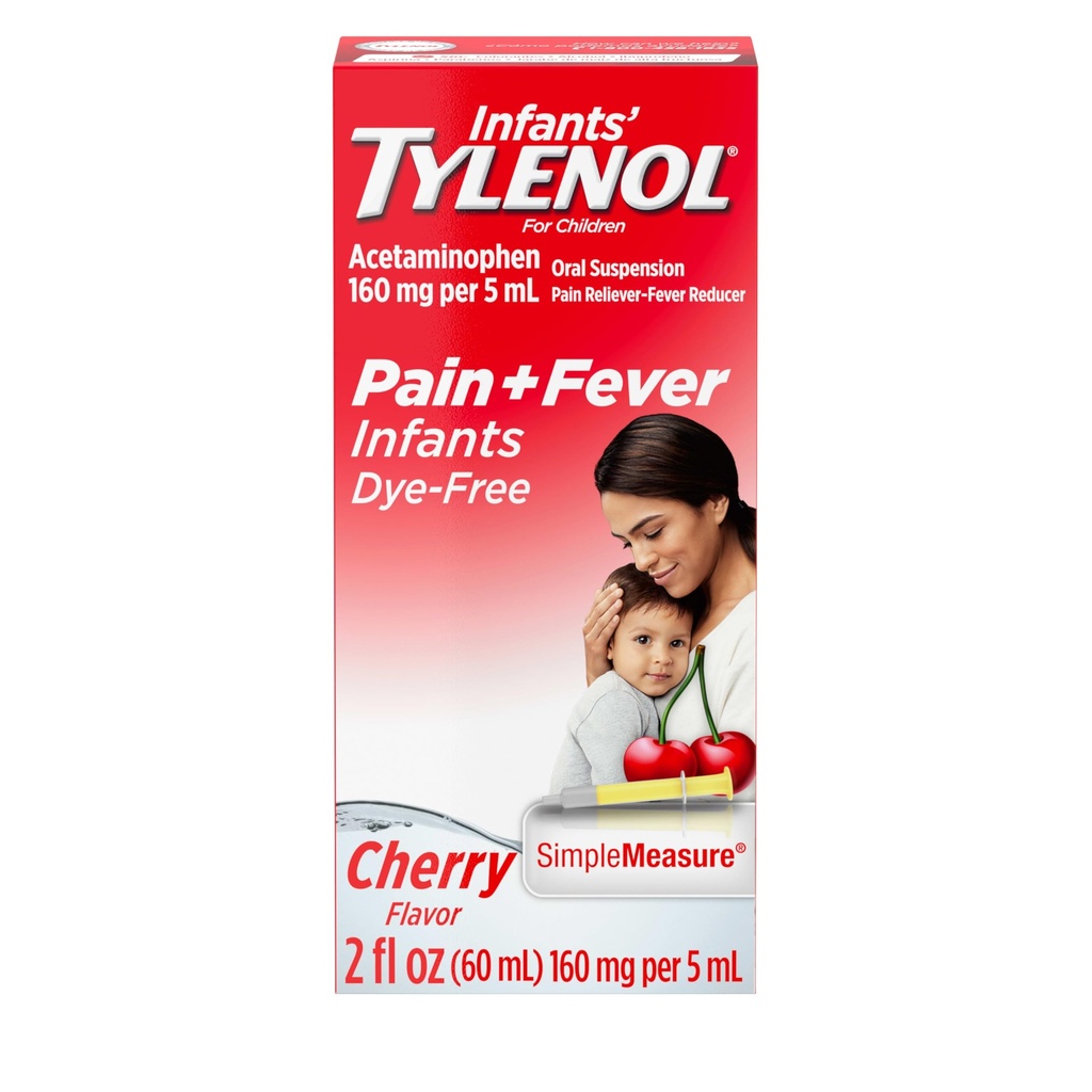 טיפול בכאב נוזלי טירנוול ו-Fever Medicine, Oral Suspension, Dye-Free Acetaminophen עבור גרון Sore, כאבי ראש ושיניים, הפחתה של ילדים; Cherry Flavor, 2 fl. oz.