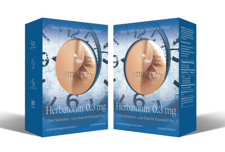 Herbatonin  0.3 מ"ג - התוסף מבוסס צמחי הראשון, מלטונין טבעי (Phyto-Melatonin) - Low Dose Sleep Aid, תומך ב- Circadian Rhythm & Health - 180 קפסולות (180 יום אספקה)