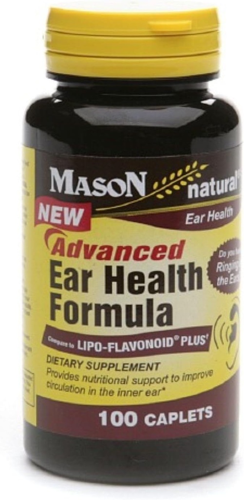 Mason Natural Advance אוזניים בריאות פורמולה Bioflavonoids Plus 100 קפסולות לחבילת בקבוק 3 Total 300 Caplets