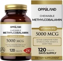 Methyl B-12 5000mcg Chewable עם Folate - ויטמין B12 Methylcobalamin Sublingual Tablet - תומך אנרגיה ותפקוד המוח - תוסף טבעוני - כתום פלאמור - 120 הרוזן
