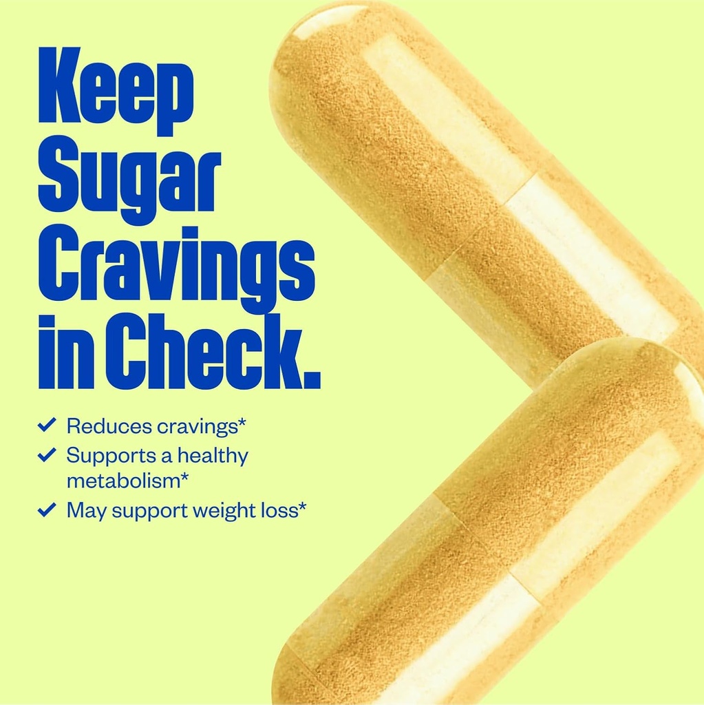 סוכר ללא סוכר להפסיק סוכר Cravings תוסף, Natural Curb Appetite ו- Sugar Suppressant Formula Support w/Chromium Picolinate + Berberine תוסף, non-GMO רעב מדכא עבור נשים וגברים (60 ct)